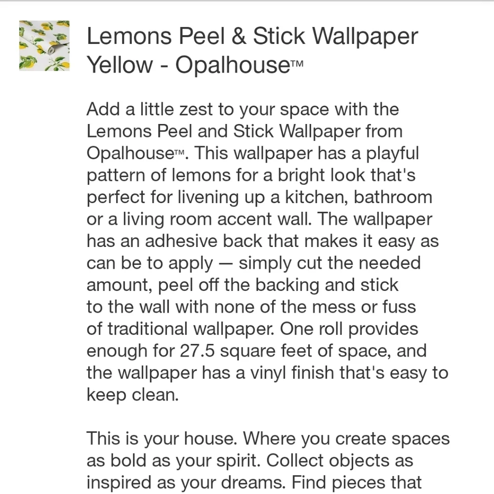 Opalhouse Lemons Peel & Stick Wallpaper Yellow